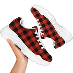 Lava Orange Buffalo Check Pattern Print White Chunky Shoes