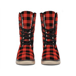 Lava Orange Buffalo Check Pattern Print Winter Boots