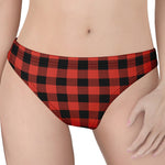 Lava Orange Buffalo Check Pattern Print Women's Thong