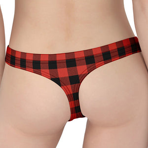 Lava Orange Buffalo Check Pattern Print Women's Thong