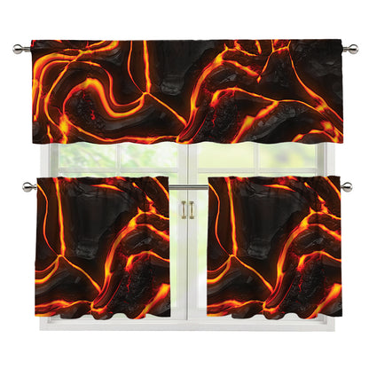 Lava Print 3 Piece Kitchen Curtains
