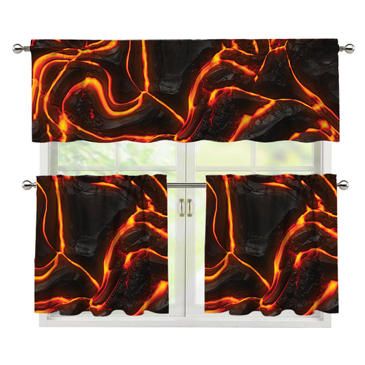 Lava Print 3 Piece Kitchen Curtains