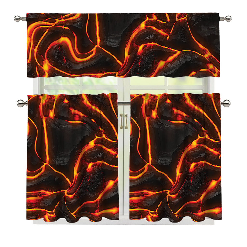 Lava Print 3 Piece Kitchen Curtains