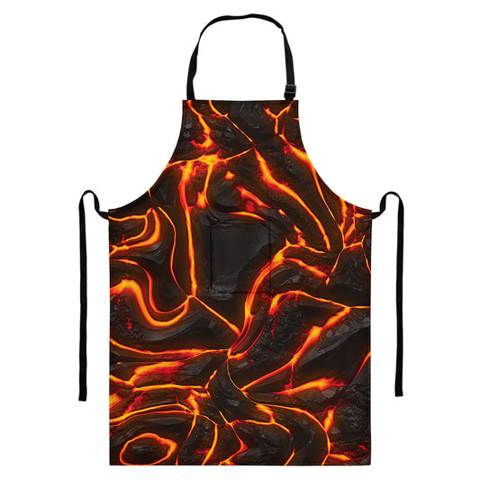 Lava Print Bib Apron With Pocket