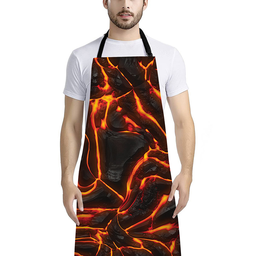 Lava Print Bib Apron With Pocket