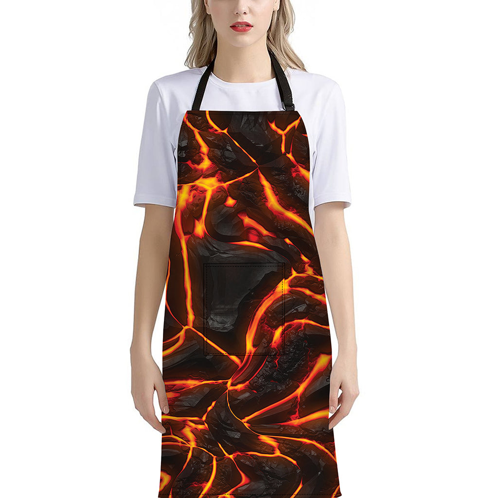 Lava Print Bib Apron With Pocket