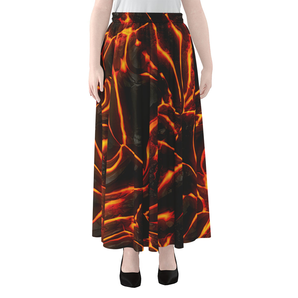 Lava Print Chiffon Maxi Skirt