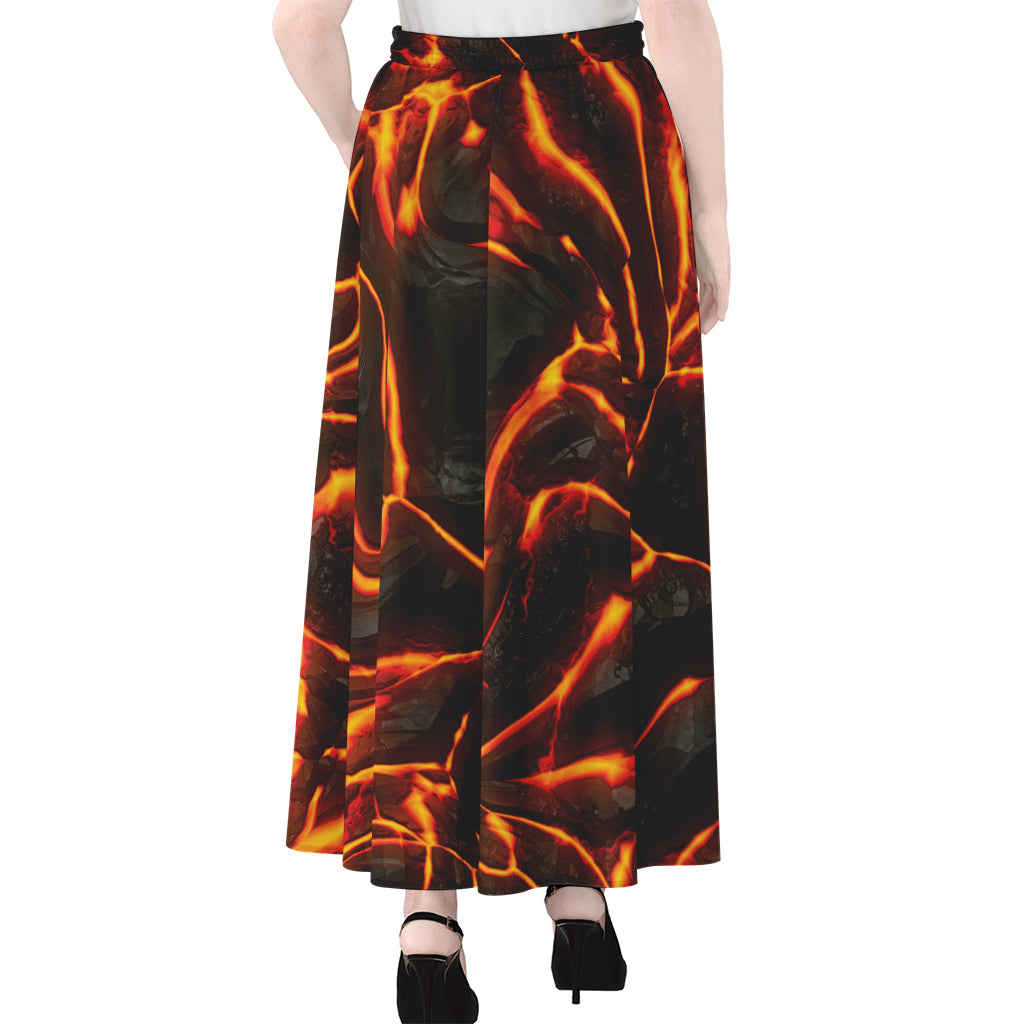 Lava Print Chiffon Maxi Skirt