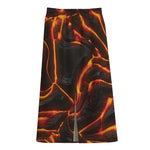 Lava Print Cotton Front Slit Maxi Skirt