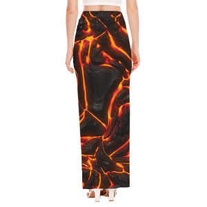 Lava Print High Slit Maxi Skirt