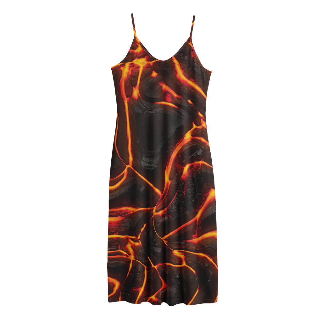 Lava Print Jersey Midi Cami Dress