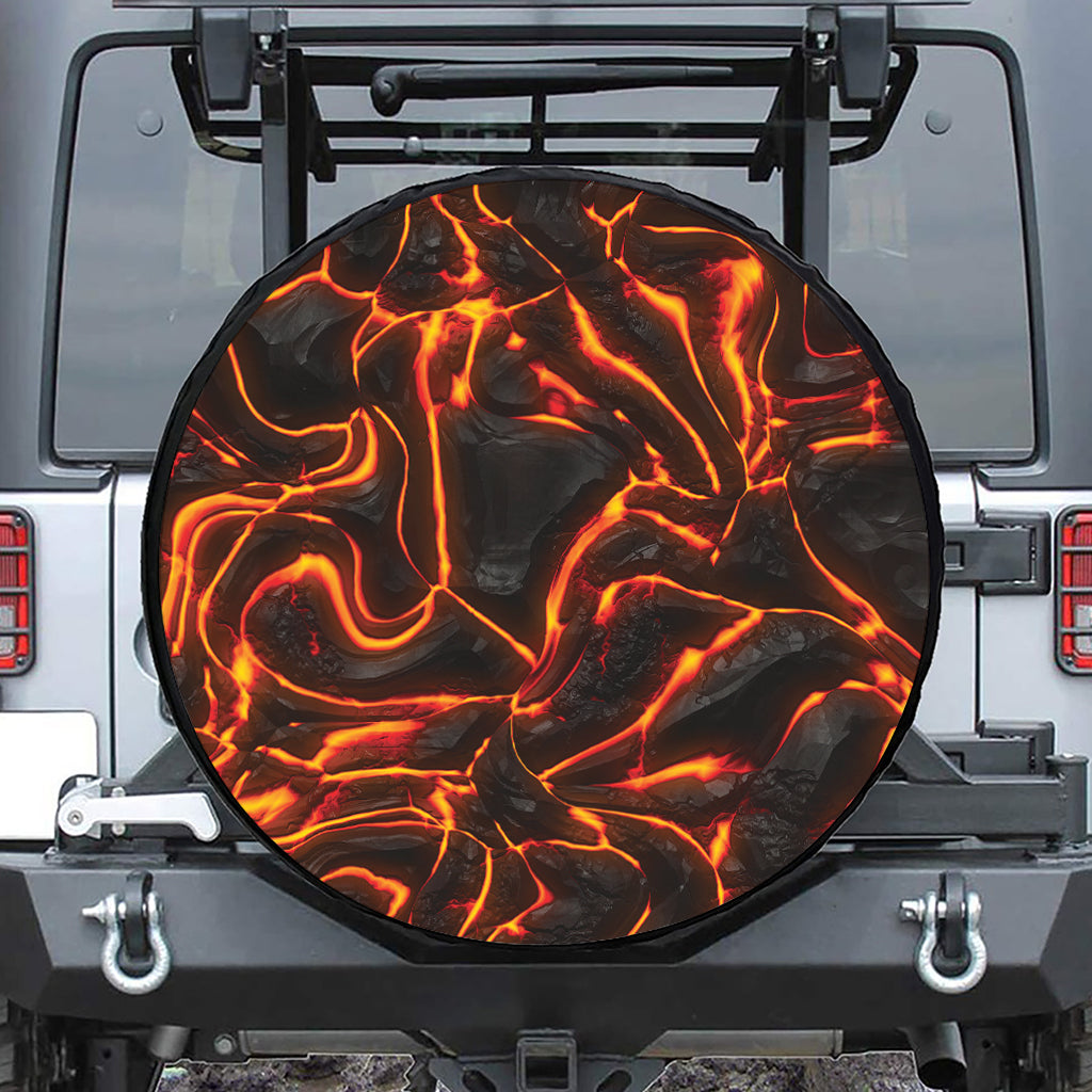 Lava Print Leather Spare Tire Cover