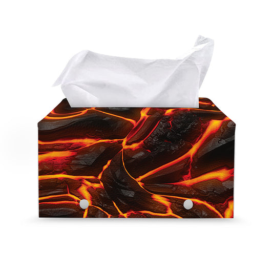 Lava Print Leather Tissue Box Cover