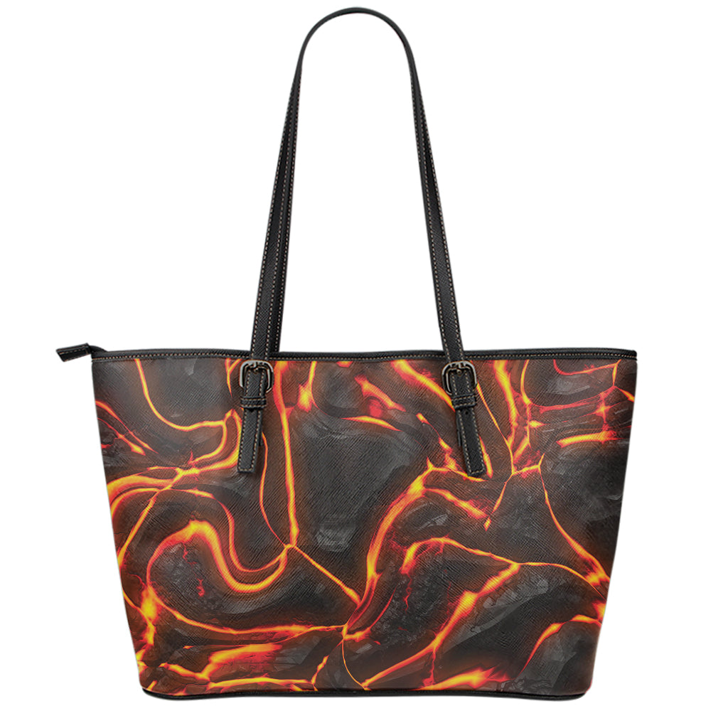 Lava Print Leather Tote Bag