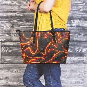 Lava Print Leather Tote Bag