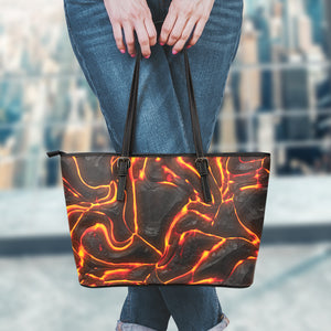 Lava Print Leather Tote Bag