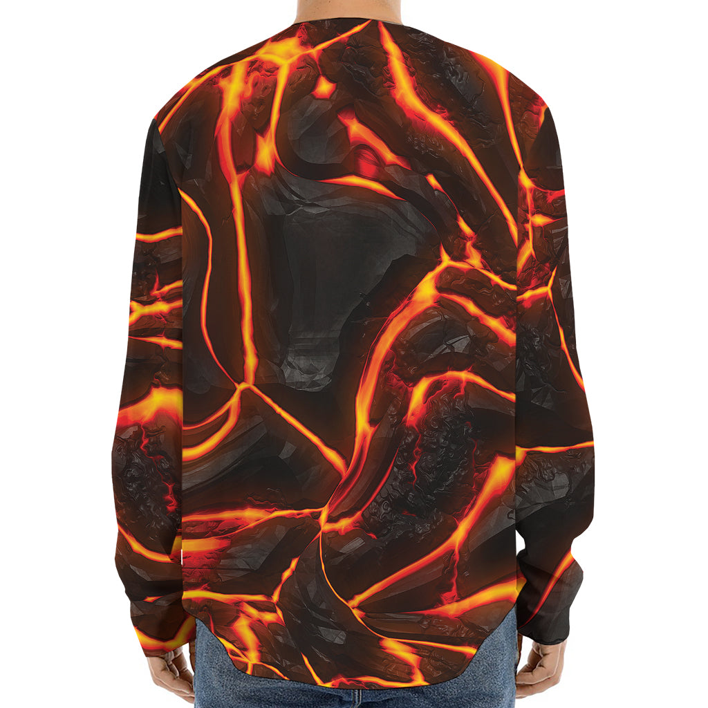 Lava Print Long Sleeve Baseball Jersey