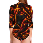 Lava Print Long Sleeve Swimsuit