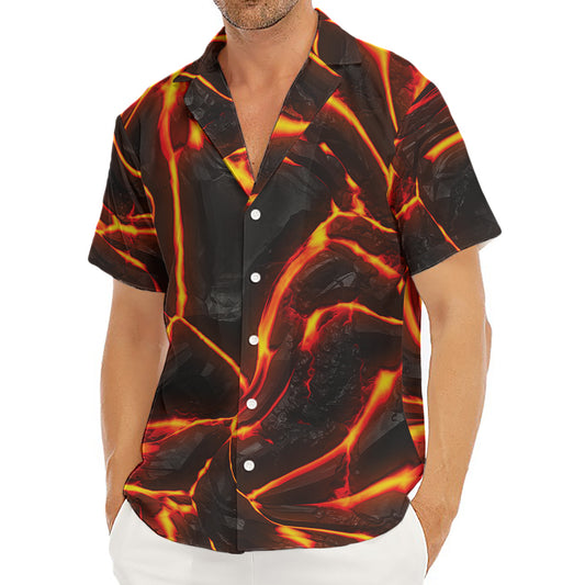 Lava Print Men's Deep V-Neck Shirt