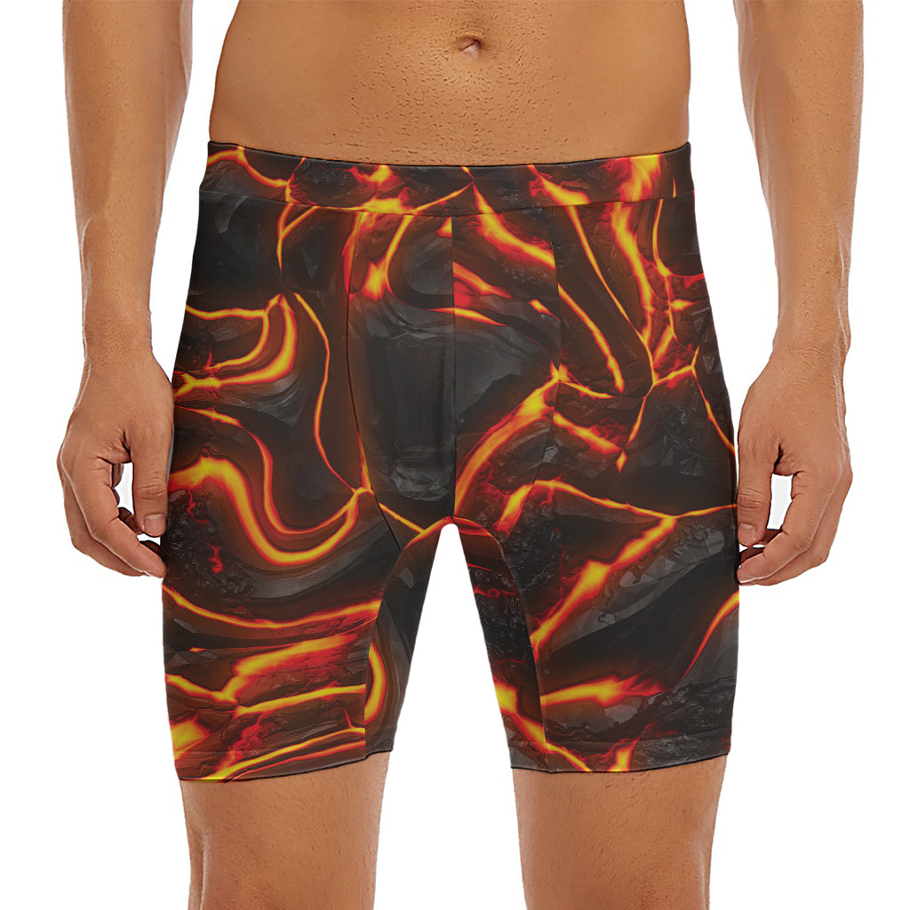 Lava Print Men's Long Boxer Briefs