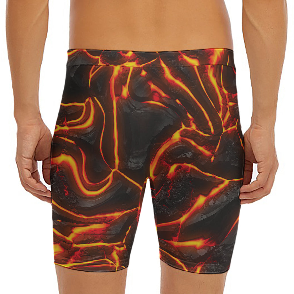 Lava Print Men's Long Boxer Briefs