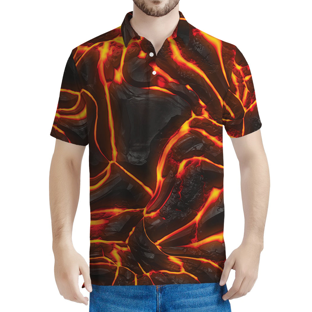 Lava Print Men's Polo Shirt