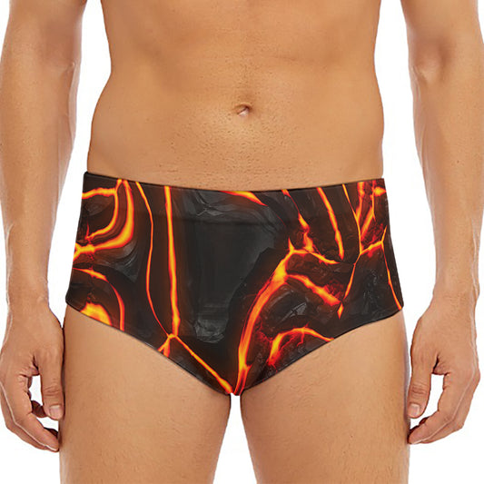 Lava Print Men's Triangle Swim Briefs