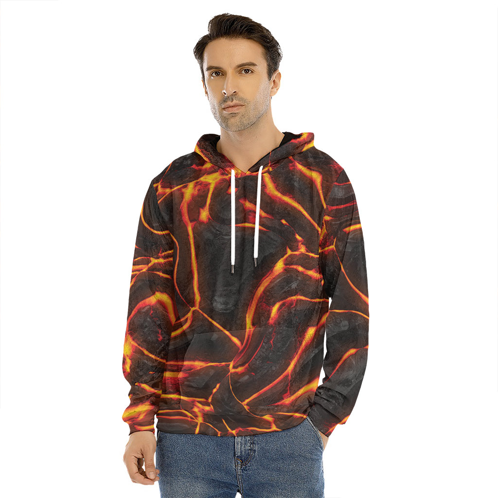 Lava Print Men's Velvet Pullover Hoodie