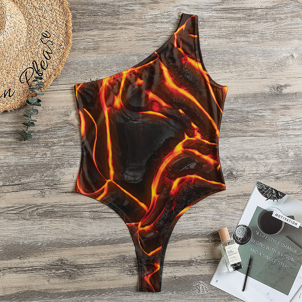 Lava Print One Shoulder Bodysuit