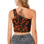 Lava Print One Shoulder Crop Top