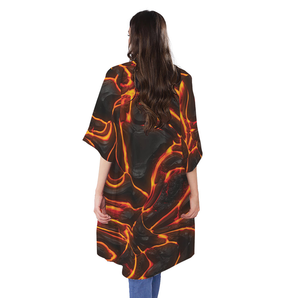 Lava Print Open Front Beach Cover Up