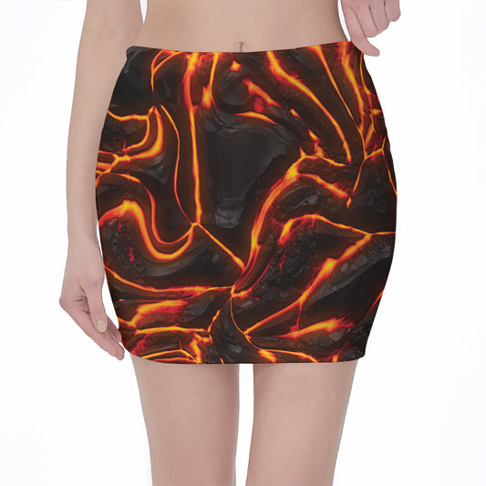 Lava Print Pencil Mini Skirt