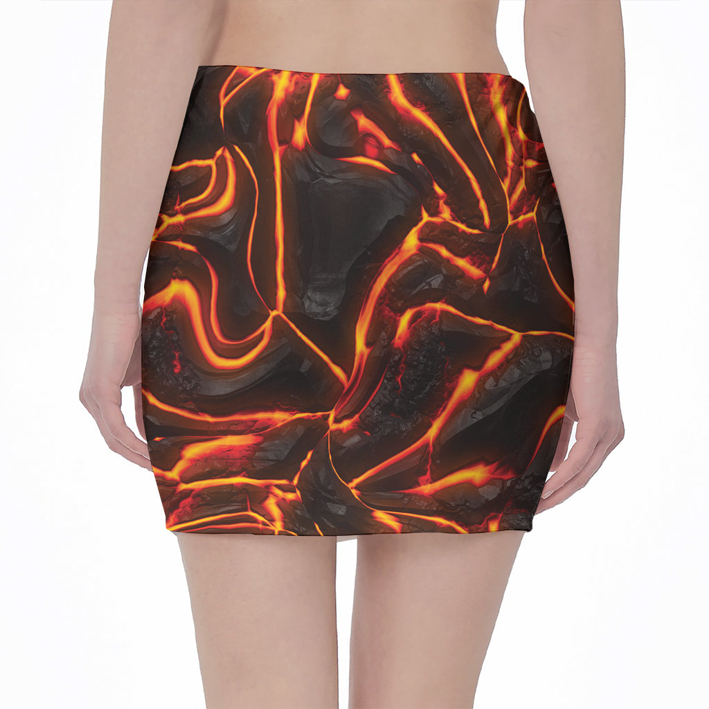 Lava Print Pencil Mini Skirt