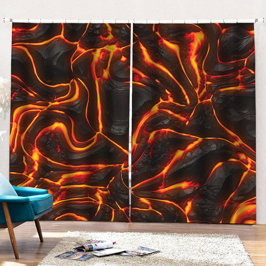 Lava Print Pencil Pleat Curtains