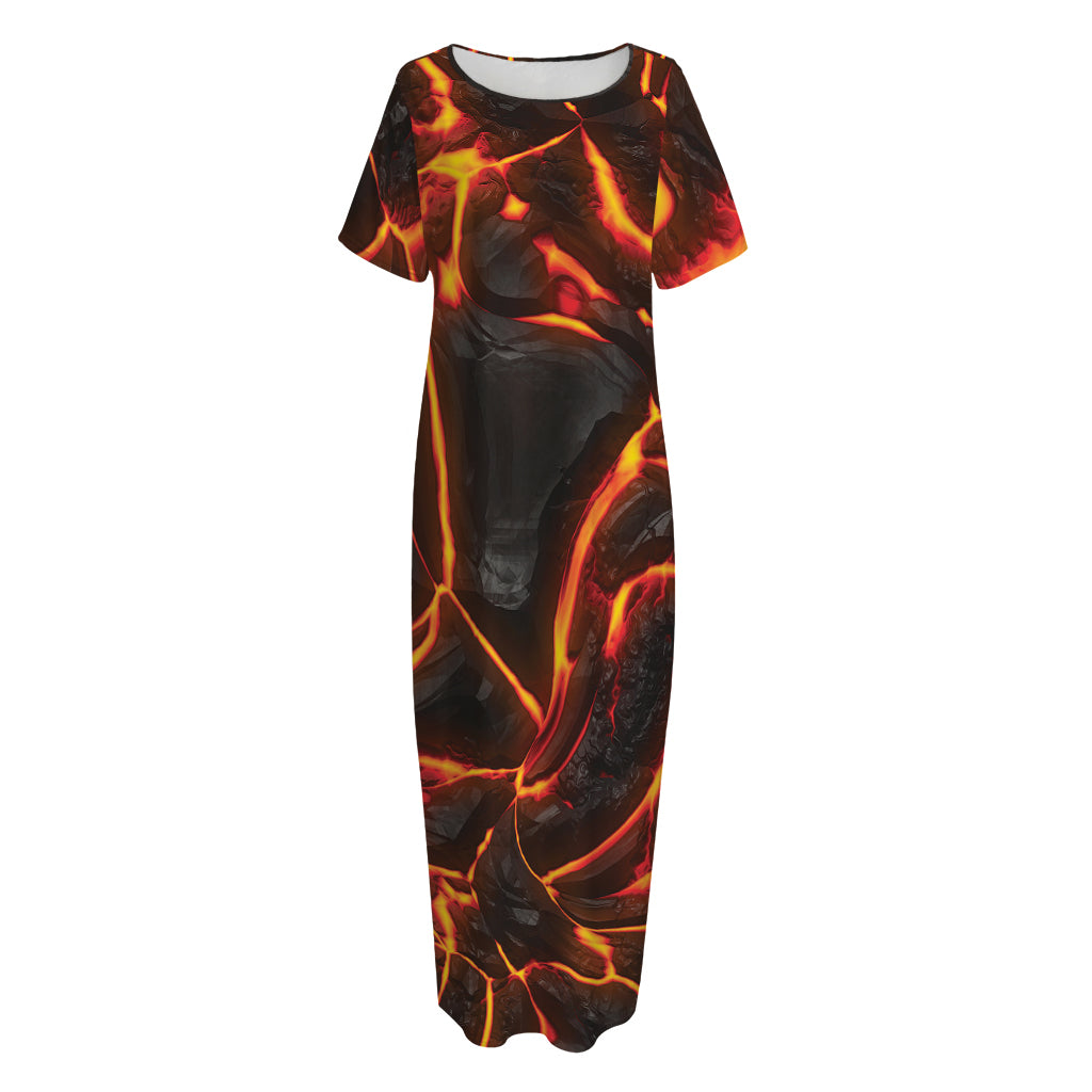 Lava Print Short Sleeve Long Nightdress