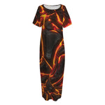 Lava Print Short Sleeve Long Nightdress