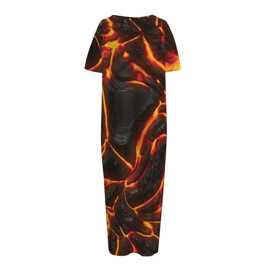 Lava Print Short Sleeve Long Nightdress