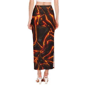 Lava Print Side Slit Maxi Skirt