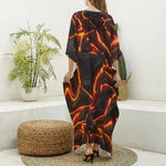 Lava Print Silk V-Neck Kaftan Dress