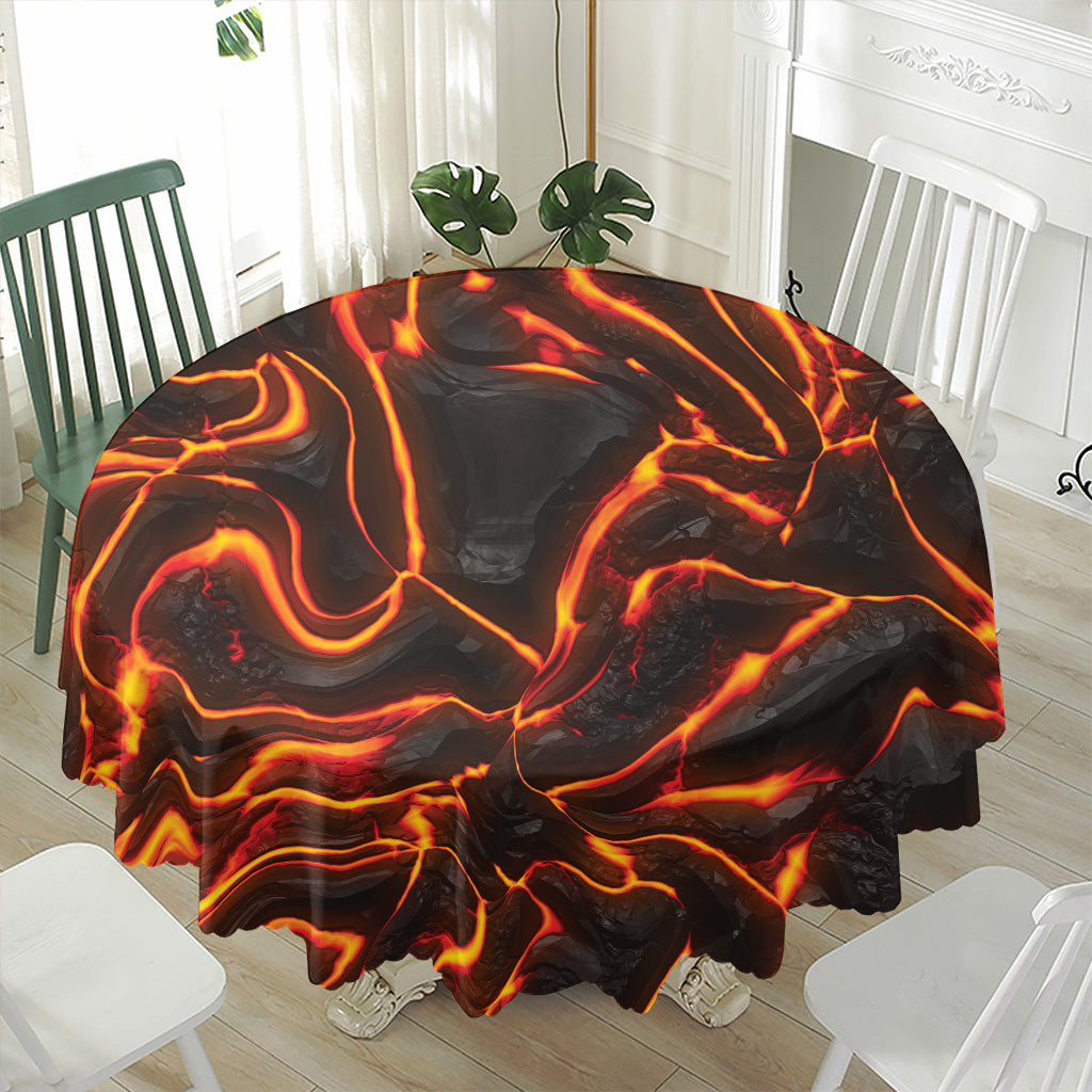 Lava Print Waterproof Round Tablecloth