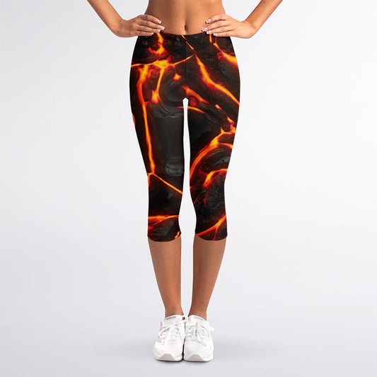 Lava Print Women's Capri Leggings