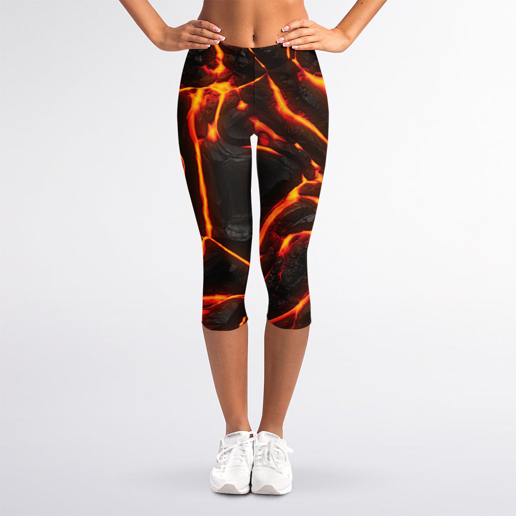 Lava Print Women's Capri Leggings