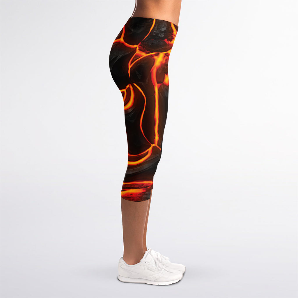 Lava Print Women's Capri Leggings