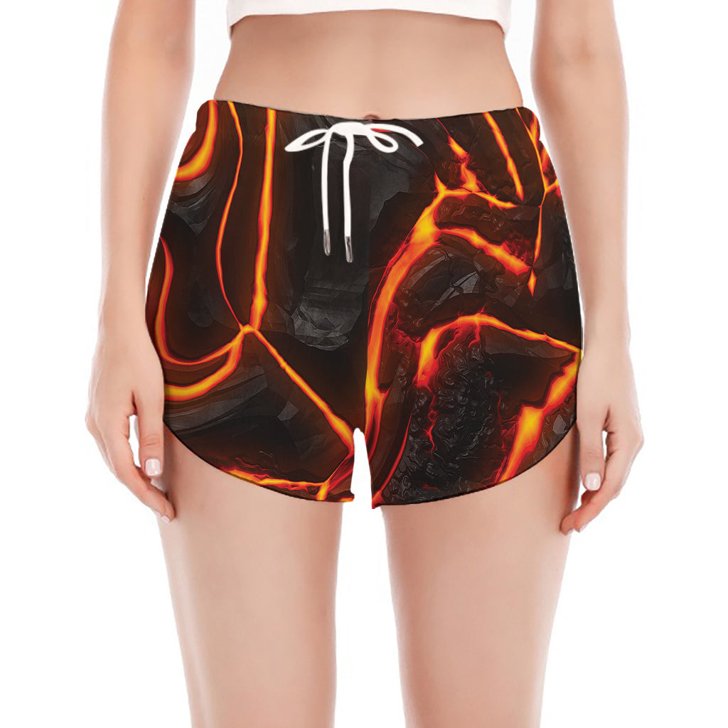 Lava Print Women's Split Running Shorts