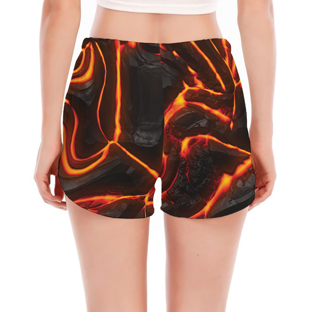 Lava Print Women's Split Running Shorts