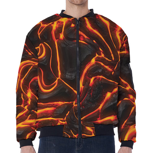 Lava Print Zip Sleeve Bomber Jacket