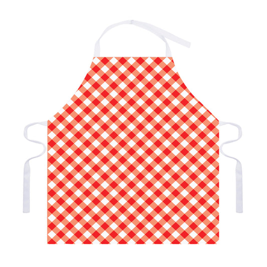 Lava Red And White Gingham Print Adjustable Apron