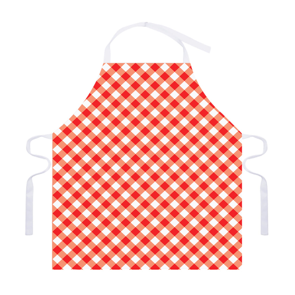 Lava Red And White Gingham Print Adjustable Apron