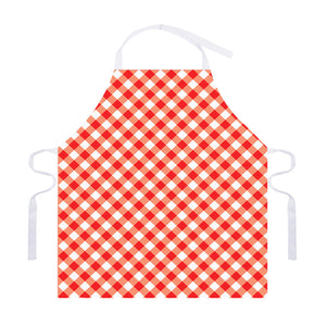 Lava Red And White Gingham Print Adjustable Apron