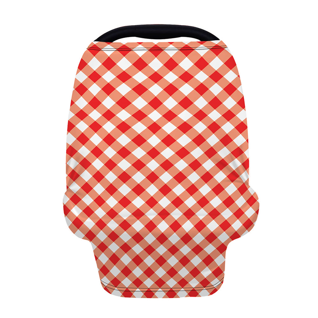 Lava Red And White Gingham Print Baby Seat Cover